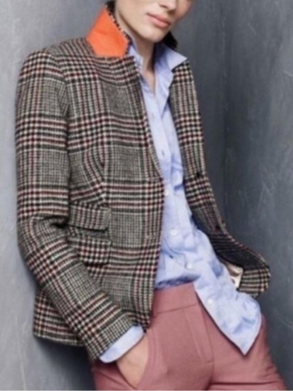 J.Crew Schoolboy Blazer 100% Wool Glen Plaid Houndstooth Two Button Closure Sz12